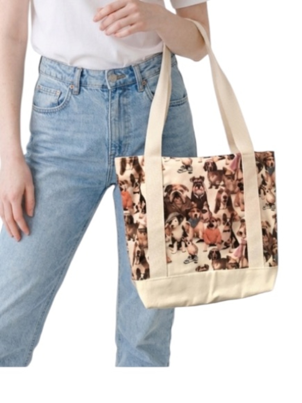 Hand made tote dog print - handmade bag - like new